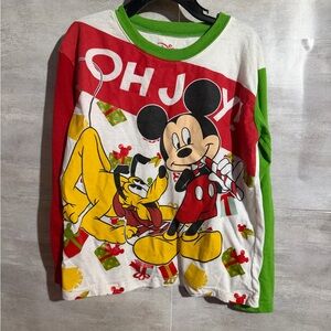 Disney Mickey & Pluto Holiday Long Sleeve Top - Red, White & Green